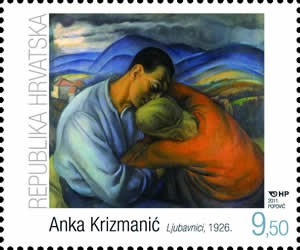 Anka Krizmanić, Ljubavnici, 1926. (pastel na papiru,         1005 mm x 1125 mm), Zbirka „Kovačić“, fotografija: Krešimir Tadić